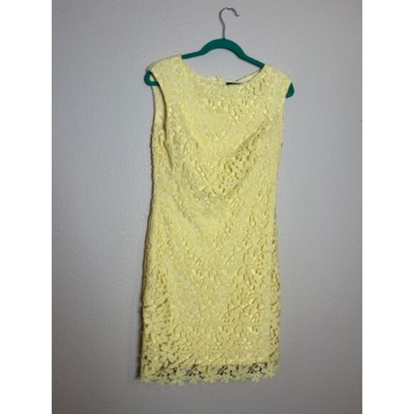 womens Ralph Lauren size 10 yellow dress with lace - Picture 1 of 9